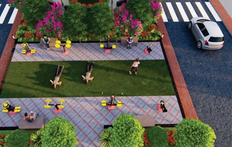 garden space at Shashwat Corridor Extension residential area